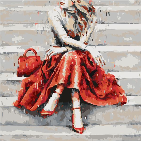 Картина по номерам ArtStory Девушка в красном  40*40см