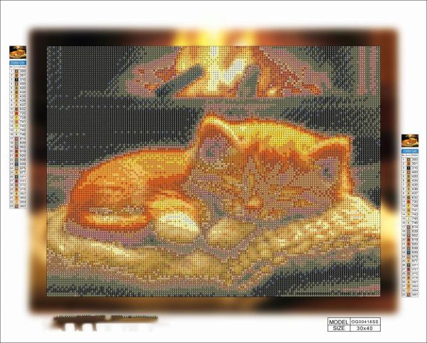 Алмазная выкладка алмазная выкладка Котенок у камина 30x40 OG00418SS
