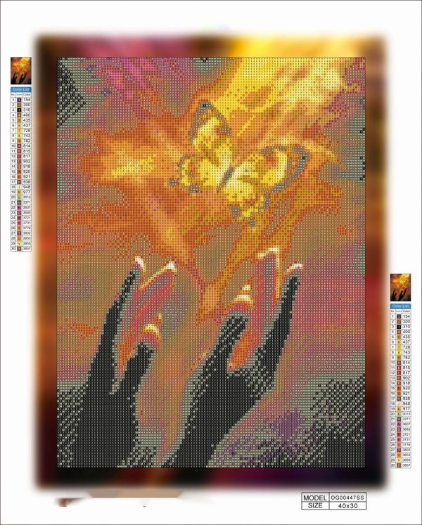 Алмазная мозаика алмазная вышивка Бабочка в ладонях 40x30 OG00447SS