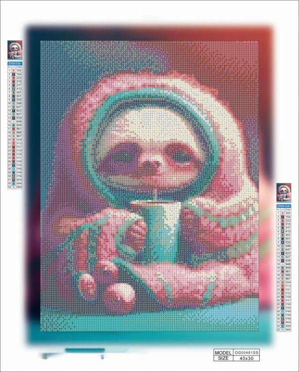 Алмазная мозаика алмазная выкладка Ленивец с кофе 40x30 OG00481SS