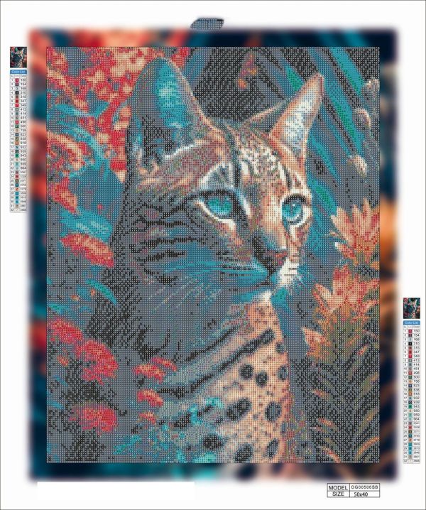 Алмазная мозаика алмазная выкладка Кот в цветах 50x40 OG00506SB