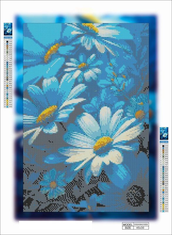 Алмазна мозаїка алмазна викладка Яскраві квіти 4 45x30 OG00623SS