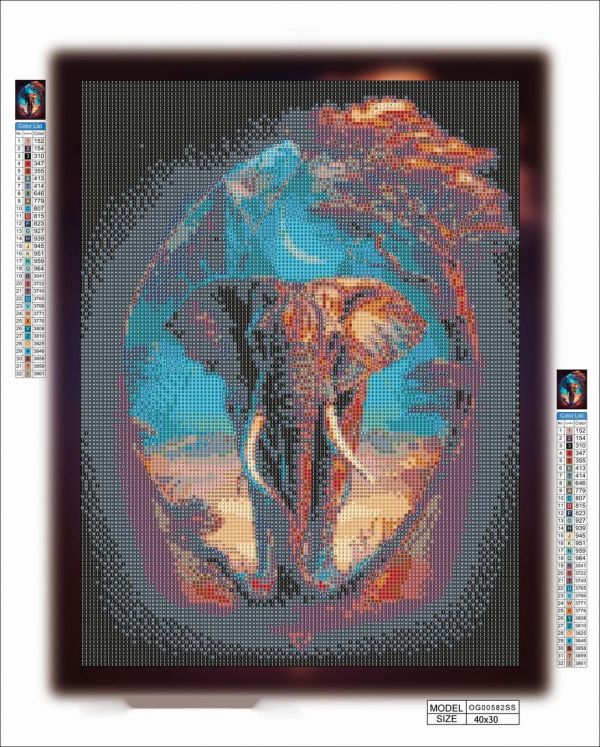 Алмазная мозаика алмазная выкладка Слон 40x30 OG00582SS