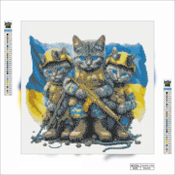 Алмазная мозаика алмазная выкладка Коты ВСУ 35x35 OG00617SS