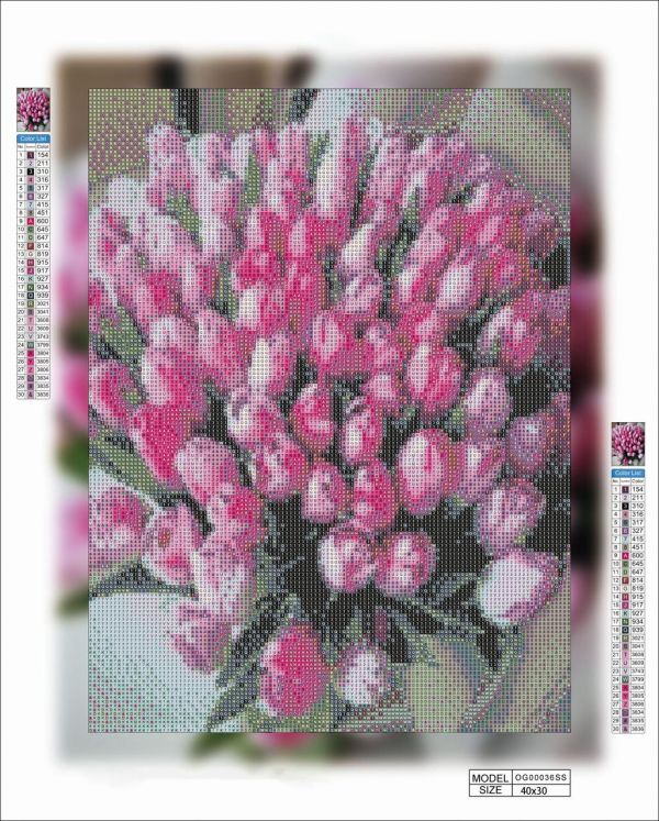 Алмазная выкладка алмазная выкладка Розовые тюльпаны 40x30 OG00036SS