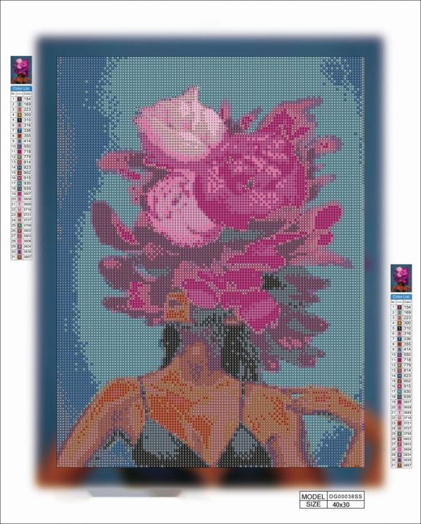 Алмазная выкладка алмазная выкладка Девушка с цветами №5 40x30 OG00038SS