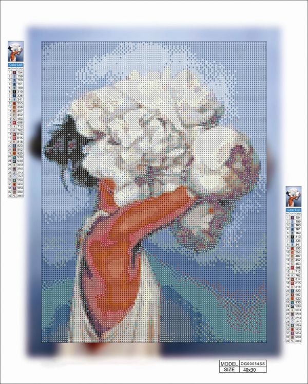 Алмазная мозаика алмазная выкладка Девушка с цветами №4 40x30 OG00054SS