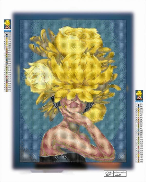 Алмазная вышивка алмазная мозаика Девушка с цветами №8 40x30 OG00082SS