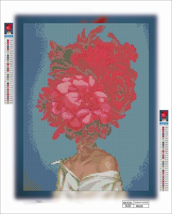Алмазная выкладка алмазная выкладка Девушка с цветами №3 40x30 OG00105SS