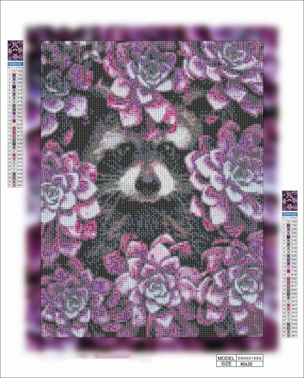 Алмазная выкладка алмазная выкладка Енот в цветах 40x30 OG00219SS