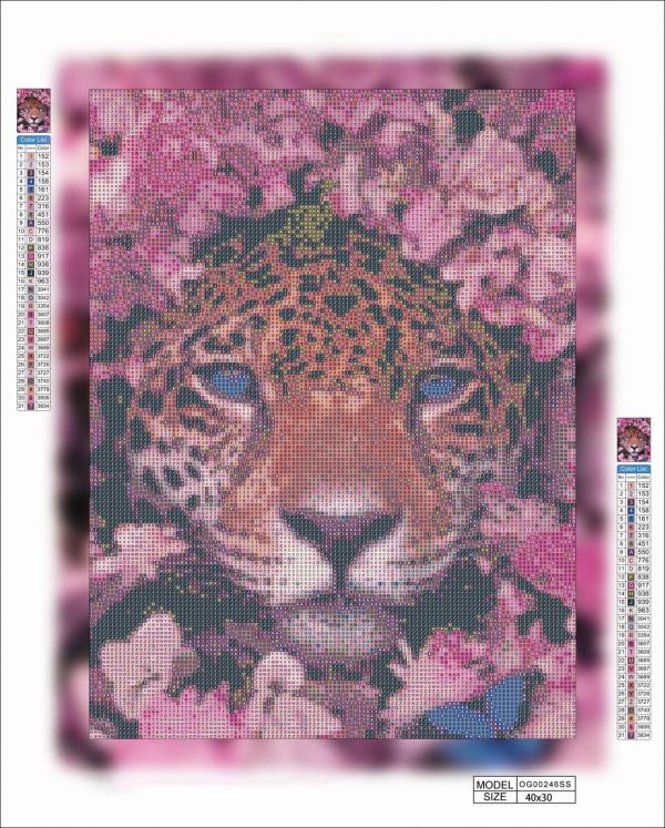 Алмазная мозаика алмазная выкладка Леопард в цветах 40x30 OG00246SS