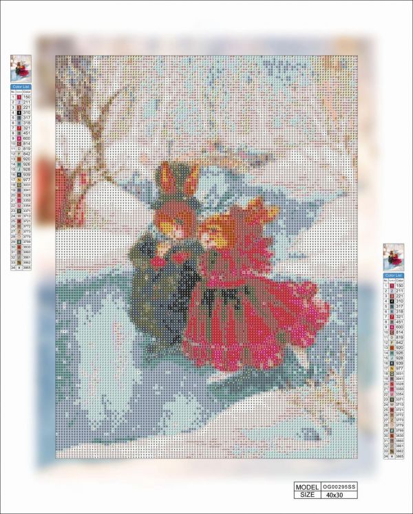 Алмазная вышивка алмазная мозаика Зайки на катке 40х30 OG00295SS