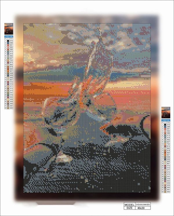 Алмазная мозаика алмазная вышивка 40x30 Закат с бокалом OG00296SS