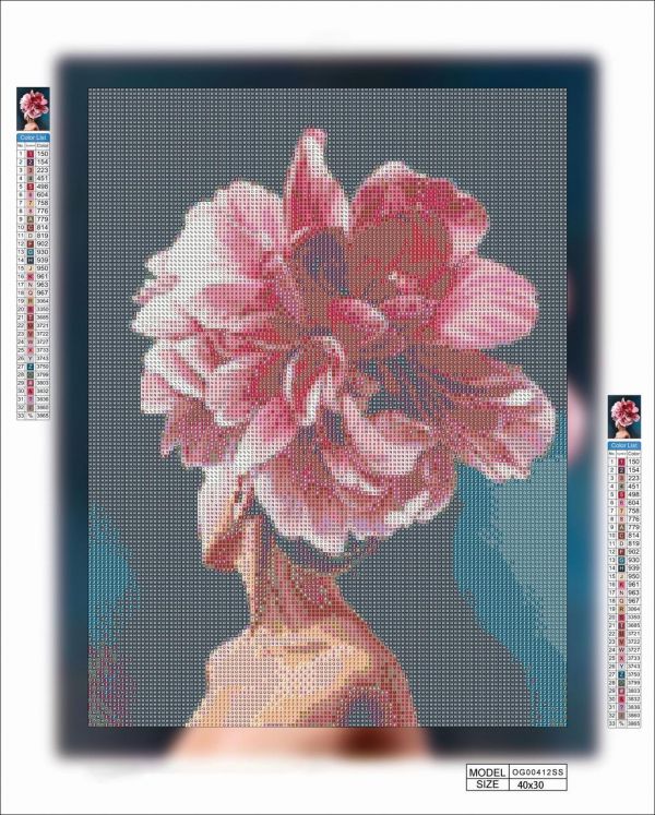 Алмазная выкладка алмазная выкладка Волосы пионы 40x30 OG00412SS