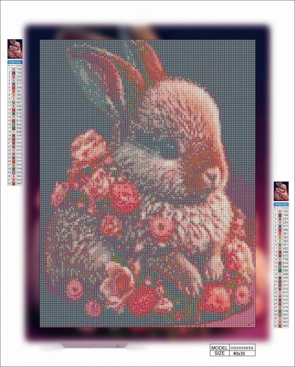 Алмазная мозаика алмазная выкладка Кролик в цветах 40x30 OG00508SS