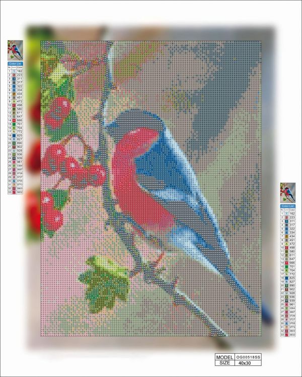 Алмазная мозаика алмазная выкладка Снегирь 40x30 OG00518SS