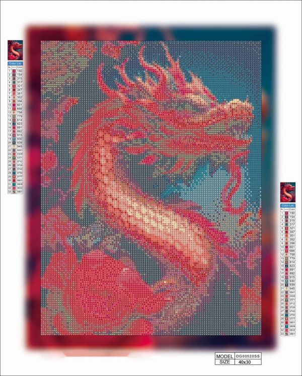 Алмазная мозаика алмазная выкладка Красный дракон 40x30 OG00520SS