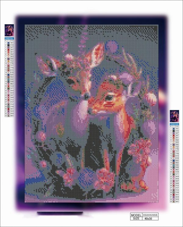 Алмазная мозаика алмазная выкладка Оленята 40x30 OG00526SS