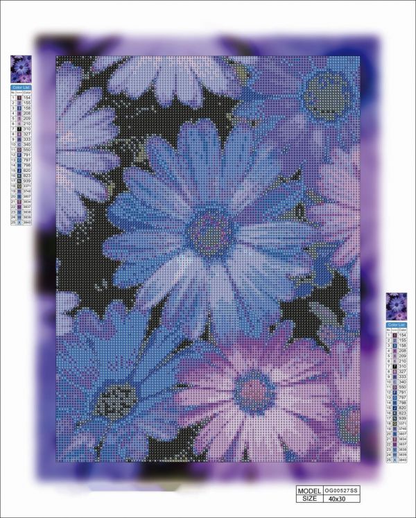 Алмазна мозаїка алмазна викладка Квітки ромашки 40x30 OG00527SS