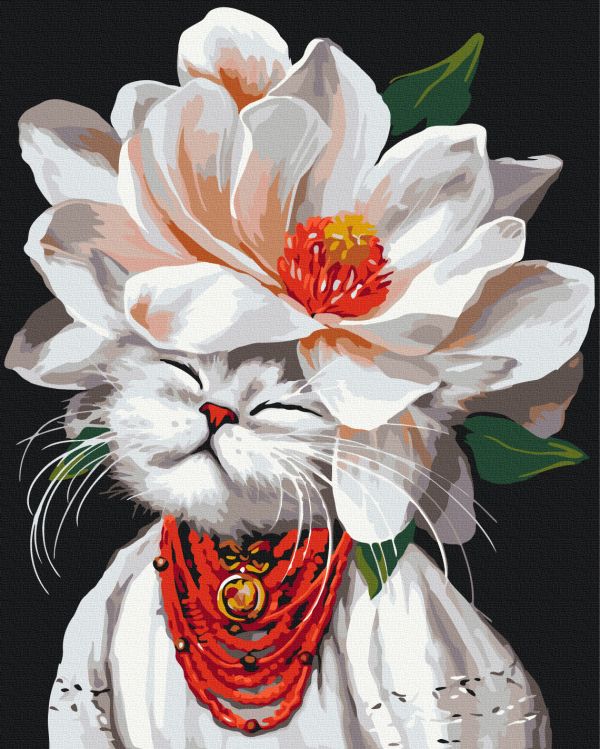 Картина по номерам "Кошка-магнолия © Марианна Пащук"
