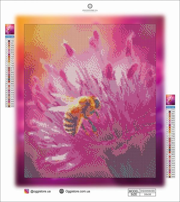 Алмазная мозаика алмазная выкладка Пчела на цветке 35x30 OG00584SS