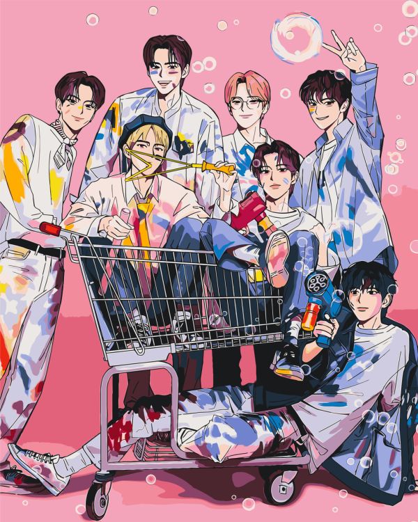 Картина по номерам Аниме. K-Pop. Enhypenу (энхайпен) 40*50 см Оригами LW 3292