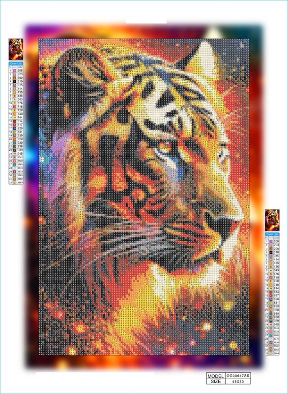 Алмазная мозаика алмазная вышивка Яркий тигр 45x30 OG00647SS