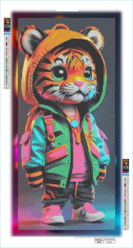 Алмазная мозаика алмазная вышивка Модный тигренок 65x30 OG00666SS