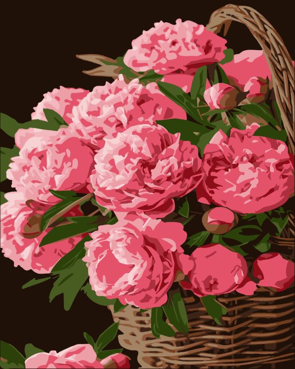 Картины по номерам "Корзина пионов" 50*60 см