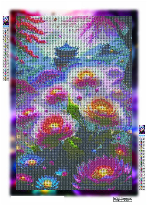 Алмазная мозаика алмазная вышивка Пионы на пагоде 40x60 OG00695SB