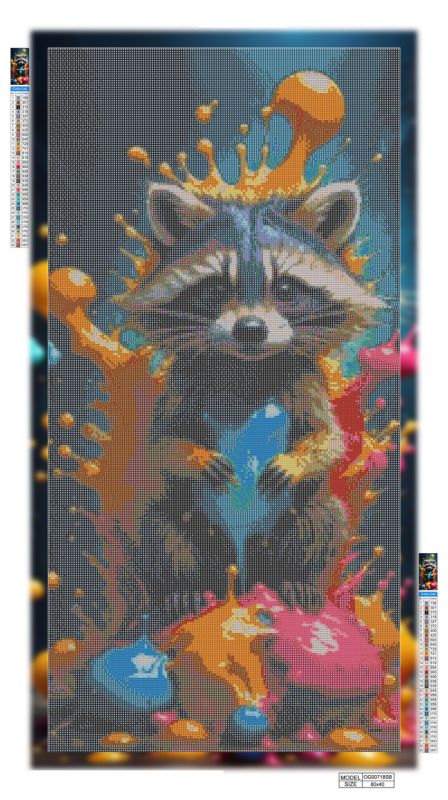 Алмазная мозаика алмазная выкладка Яркий енот 80x40 OG00718SB
