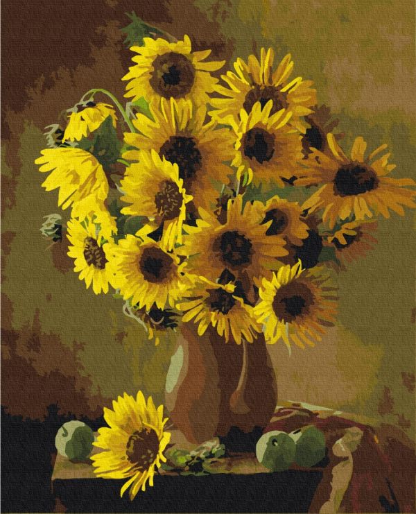 Картина по номерам "Оранжевые подсолнухи"
