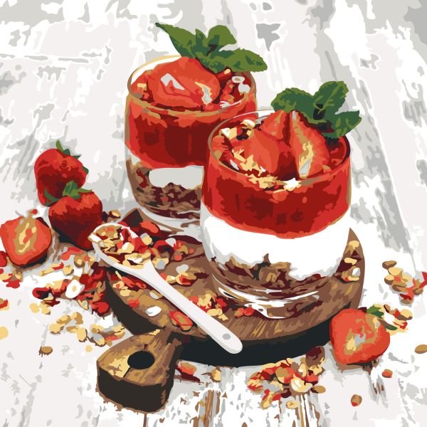 Картина за номерами 30*30см "Полуничний десерт"