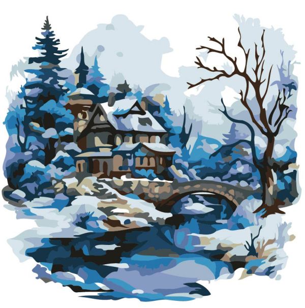 Картина за номерами 30*30см "Зимовий пейзаж"