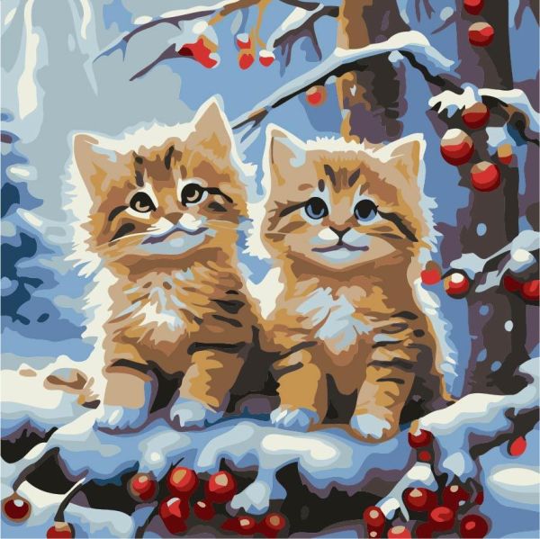 Картина за номерами 30*30см "Руді котики"