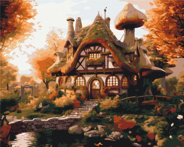 Картина по номерам "Осенний домик"