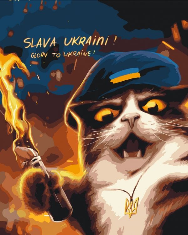 Премиуи картина по номерам "Котик повстанец ©Марианна Пащук"