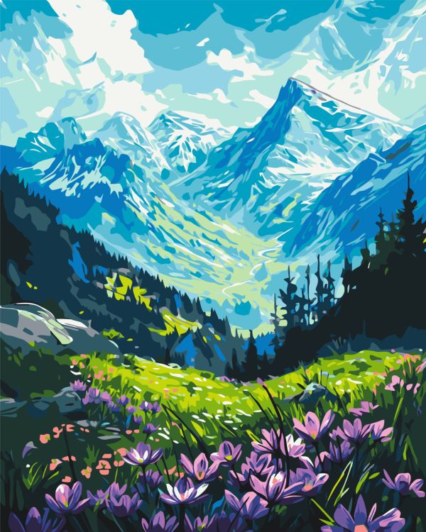 Картина по номерам Пейзаж. У подножия гор 40*50 см Оригами LW 3436