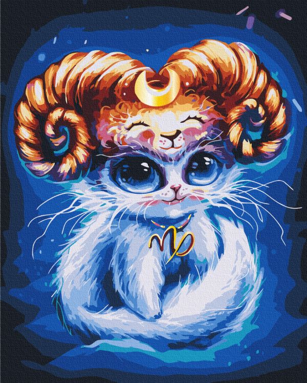 Картина по номерам "Кошка Козерог © Марианна Пащук"