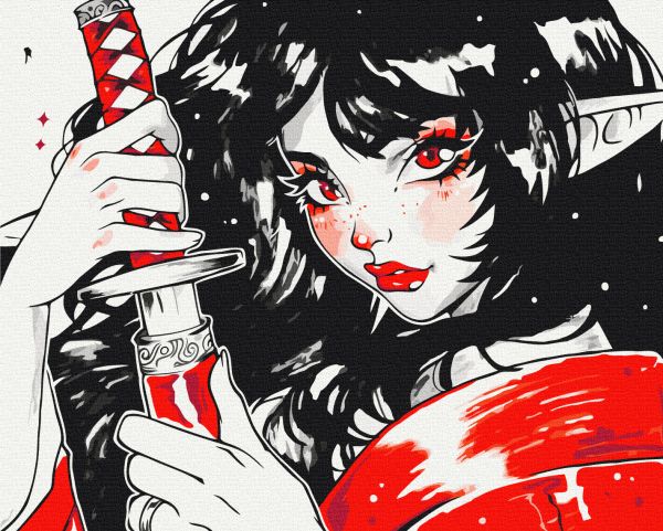 Картина по номерам "Красная катана @ nila_art_art"