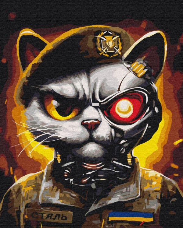 Картина по номерам "Котик ВСУ ©Марианна Пащук"