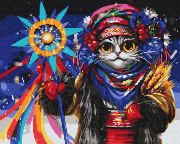 Картина по номерам "Кошка Колядница ©Марианна Пащук"