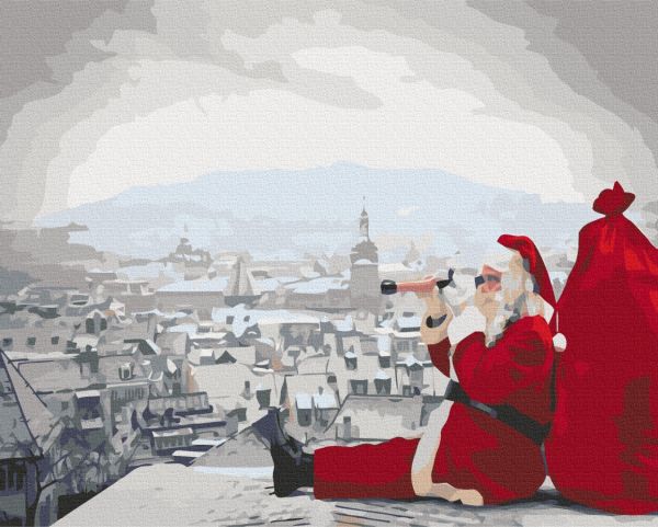 Картина по номерам "Санта не дремлет"