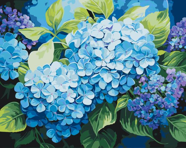 Картина по номерам Цветы. Голубая гортензия 40*50 см Оригами LW 3489