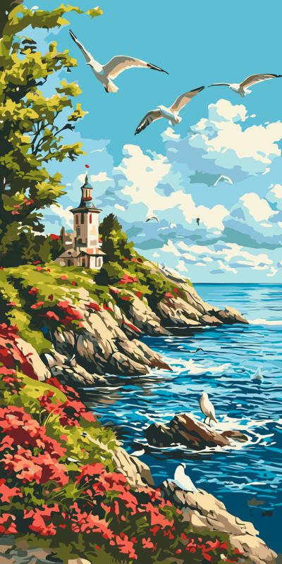 Картина по номерам Пейзаж. Морское утро 40*80 см Оригами LW 5118