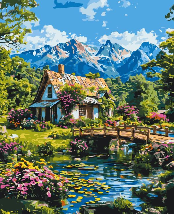 Картина по номерам Пейзаж. Альпийская гармония 40*50 см Оригами LW 3492