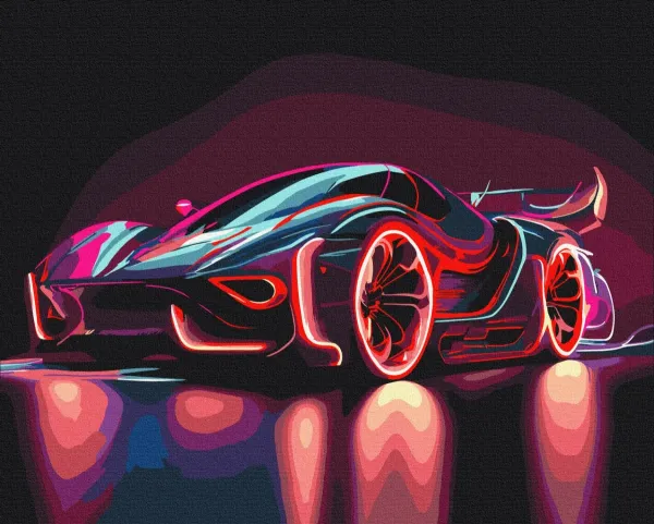 Картина за номерами "Неоновий автомобіль" BS53713 40×50 см