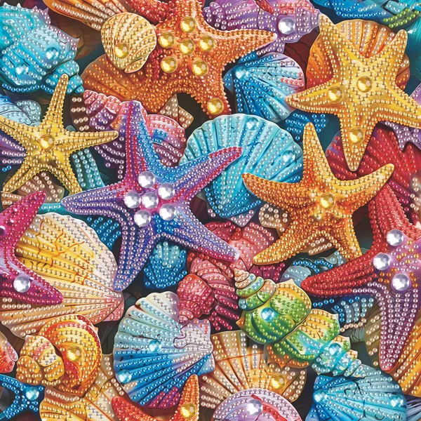 Діамантова мозаїка "Кольорові морські зірки" BH013 25X25
