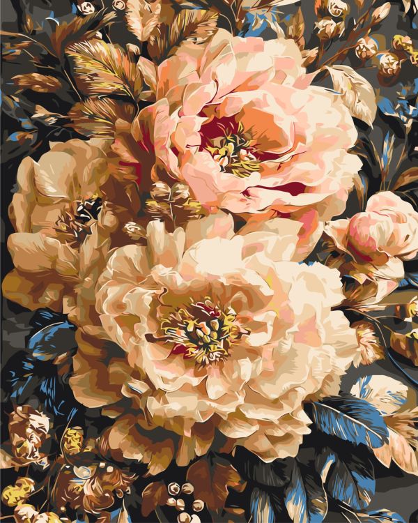 Картина по номерам Цветы. Карамельные пионы © 40*50 см Оригами LW 3330-01