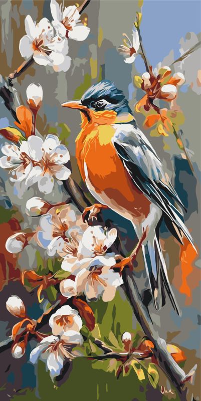 Картина по номерам Пейзаж. Птичка счастья © 40*80 см Оригами LW 5231